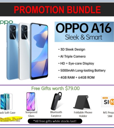 OPPO A16 / AI Triple Camera / HD+ Eye-Care Display/ 5000mAh Battery/ 4GB RAM + 64GB ROM