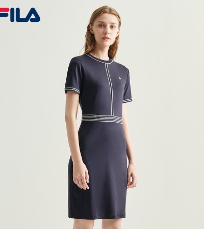 在线独家刺绣F-box标志后缝棉质连衣裙